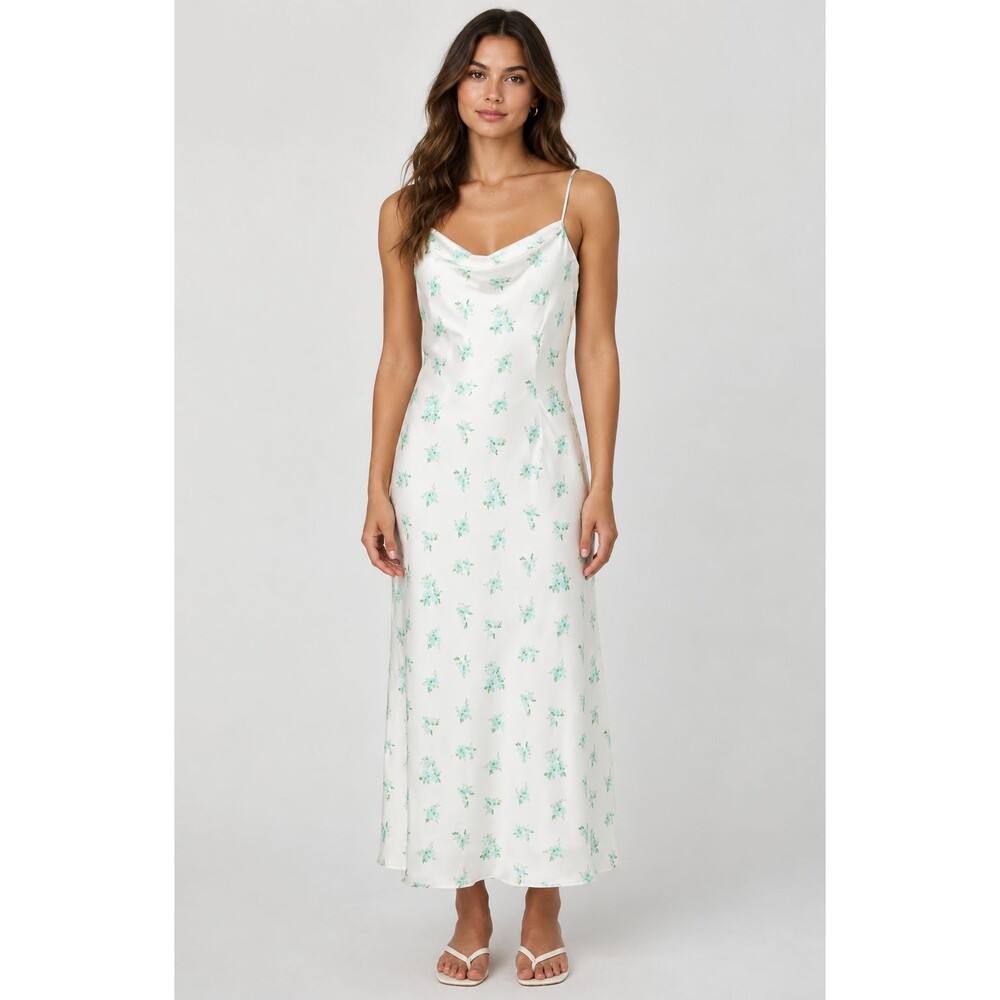 FRENCH CONNECTION Women’s New Anna Fleur Satin Cowl Maxi Dress 8 Slipdress